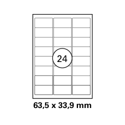 100 Blatt Drucker Etiketten 63,5 x 33,9 mm Selbstklebend DIN A4 (2400 St. Etiketten) Laser Copy Inkjet