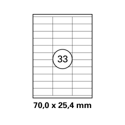 100 Blatt Drucker Etiketten 70 x 25,4 mm Selbstklebend DIN A4 (3300 St. Etiketten) Laser Copy Inkjet
