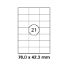 100 Blatt Drucker Etiketten 70 x 42,3 mm Selbstklebend DIN A4 (2100 St. Etiketten) Laser Copy Inkjet