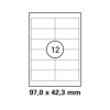 100 Blatt Drucker Etiketten 97 x 42,3 mm selbstklebend DIN A4 (1200 St. Etiketten) Laser Copy Inkjet