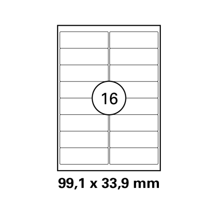 100 Blatt Drucker Etiketten 99,1 x 33,9 mm selbstklebend DIN A4 (1600 St. Etiketten) Laser Copy Inkjet