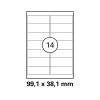 100 Blatt Drucker Etiketten 99,1 x 38,1 mm selbstklebend DIN A4 (1400 St. Etiketten) Laser Copy Inkjet