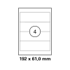100 Blatt Ordner Rücken Drucker Etiketten 192 x 61 mm selbstklebend DIN A4 (400 St. Etiketten) Laser Copy Inkjet