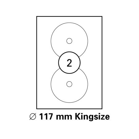 100 Blatt Drucker Etiketten Ø 117 mm KingSize CD-Etiketten, selbstklebend DIN A4 (200 St. Etiketten) Laser Copy Inkjet