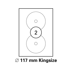 100 Blatt Drucker Etiketten Ø 117 mm KingSize CD-Etiketten, selbstklebend DIN A4 (200 St. Etiketten) Laser Copy Inkjet