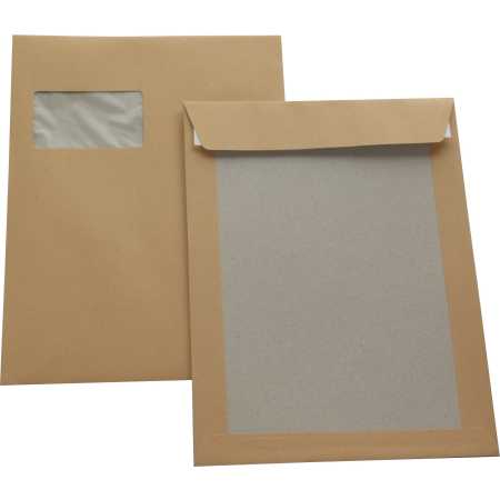 C4 Papprückwand Versandtaschen mit Fenster braun 120 g Kuvert haftklebend Briefumschläge HK Briefhüllen