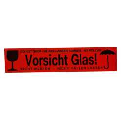 Vorsicht Glas Klebeband 48 mm x 66 m PP Warn-Hinweisklebeband, Rolle 6 Stück