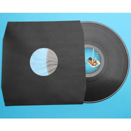 Schwarze Innenhüllen für LP Maxi Single Vinyl Schallplatten 309x301/304 mm mit Eckenschnitt gefüttert 80 g Papier 50 Stück