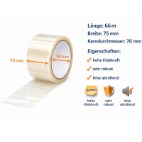 Klebeband Transparent – 75 mm x 66 m – Leise &am